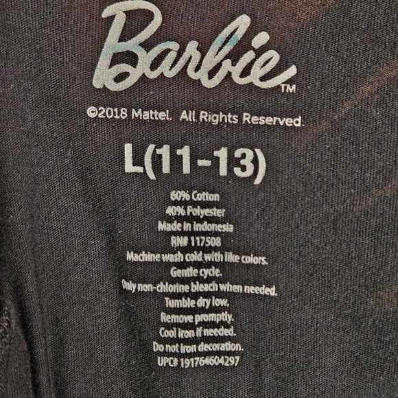Juniors Black Barbie Gradient Graphic T-Shirt‎ Size Large (11-13) - Picture 3 of 3